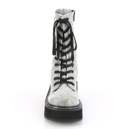 Demonia Cult Hot Sale - "Emily-362" Boots - Silver Vegan Leather-Rhinstone