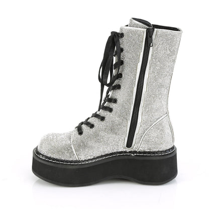 Demonia Cult Hot Sale - "Emily-362" Boots - Silver Vegan Leather-Rhinstone