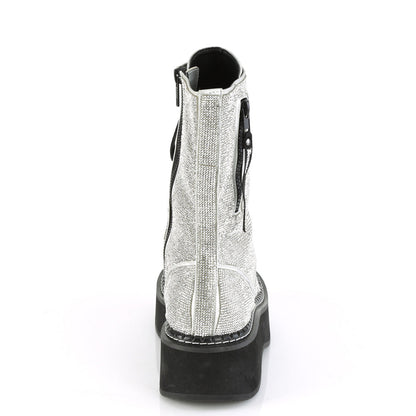 Demonia Cult Hot Sale - "Emily-362" Boots - Silver Vegan Leather-Rhinstone