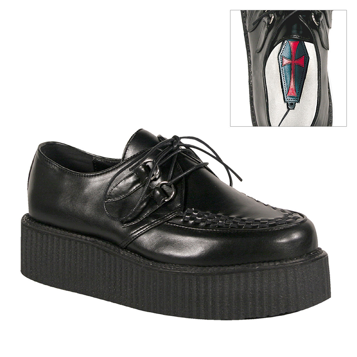 Demonia Cult Everyday - "V-CREEPER-502" Creepers - Black Vegan Leather