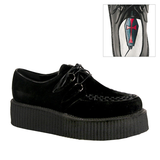 Demonia Cult Smart Buy - "V-CREEPER-502S" Creepers - Black Vegan Suede