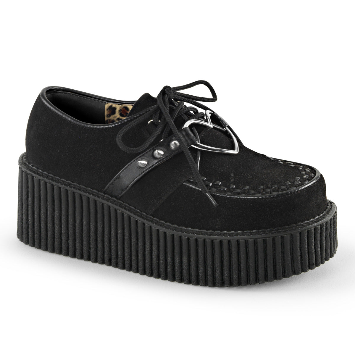 Demonia Cult Essential - "Creeper-206" Creepers - Black Vegan Suede-Vegan Leather