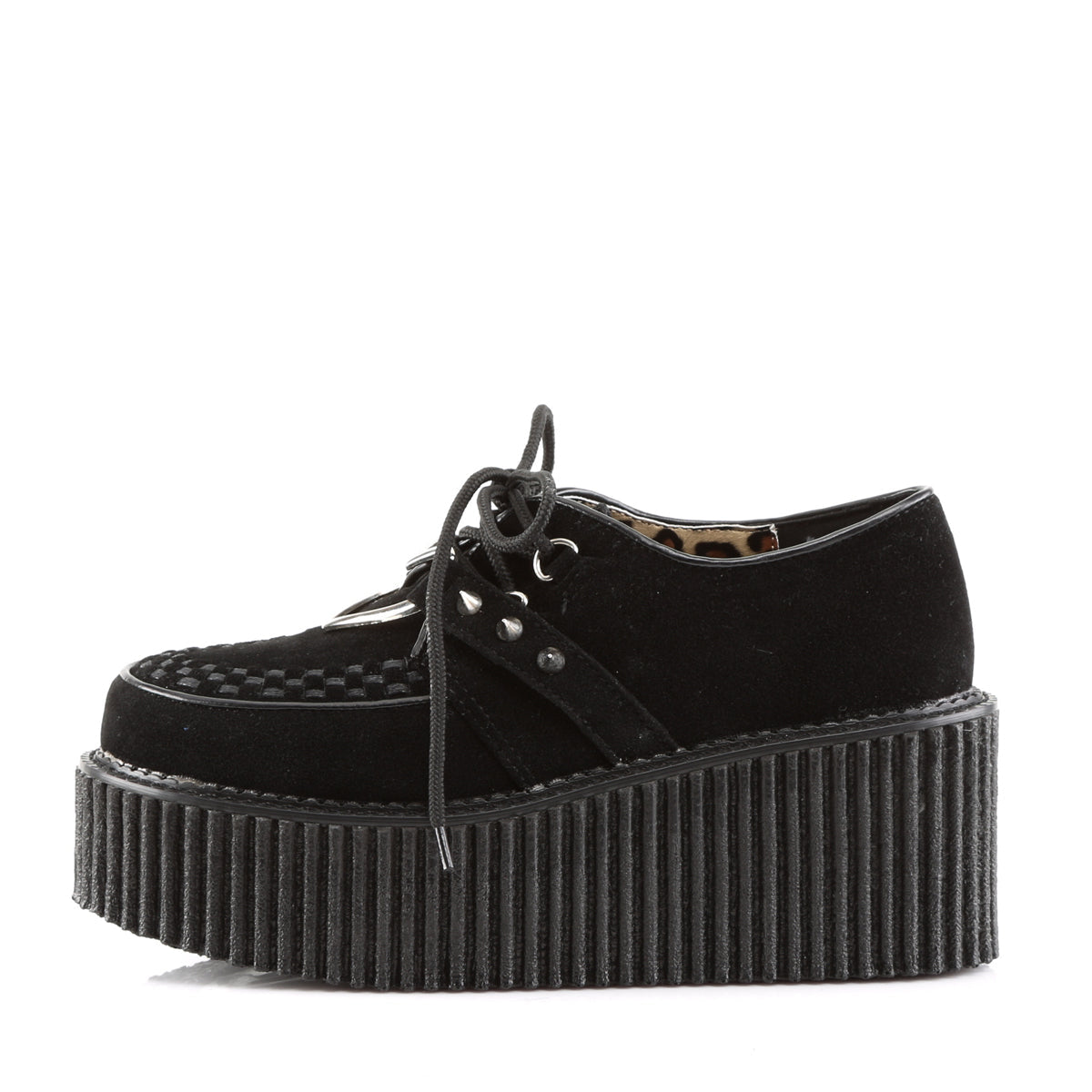 Demonia Cult Essential - "Creeper-206" Creepers - Black Vegan Suede-Vegan Leather