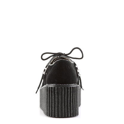Demonia Cult Essential - "Creeper-206" Creepers - Black Vegan Suede-Vegan Leather