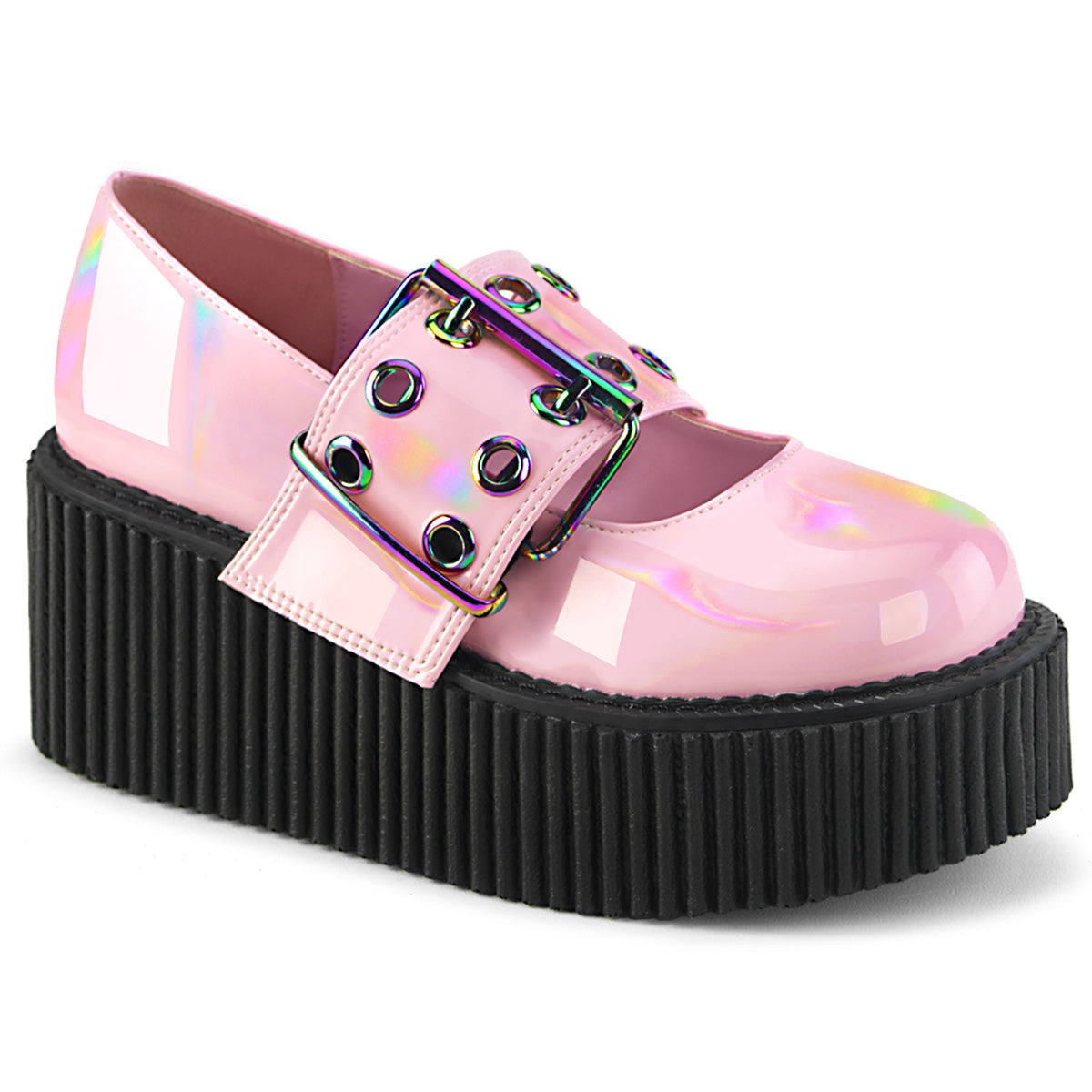 Demonia Cult Customer Favorite - "Creeper-230" Creepers - Baby Pink Holo Patent