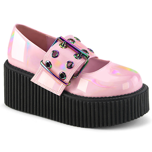 Demonia Cult Customer Favorite - "Creeper-230" Creepers - Baby Pink Holo Patent