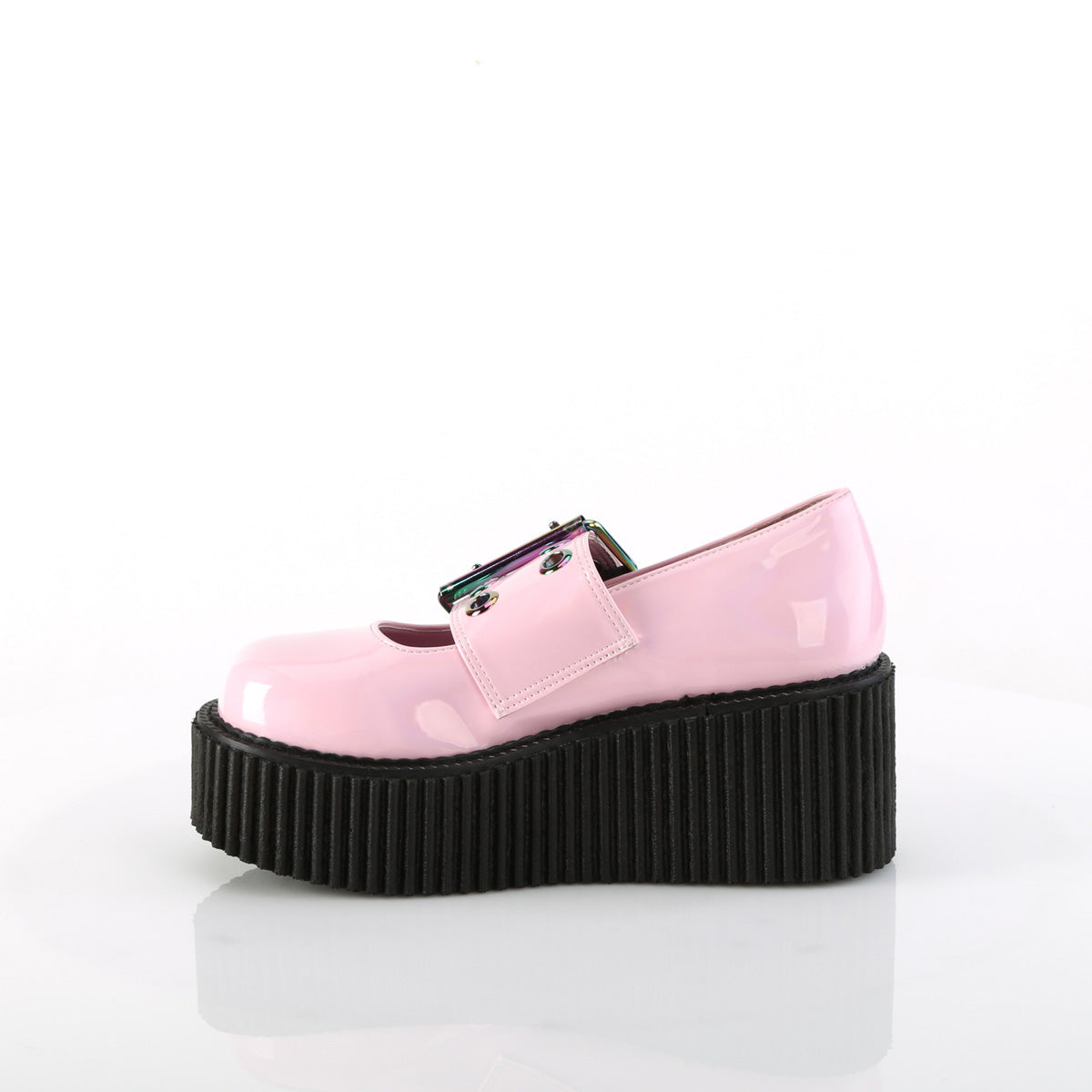 Demonia Cult Customer Favorite - "Creeper-230" Creepers - Baby Pink Holo Patent