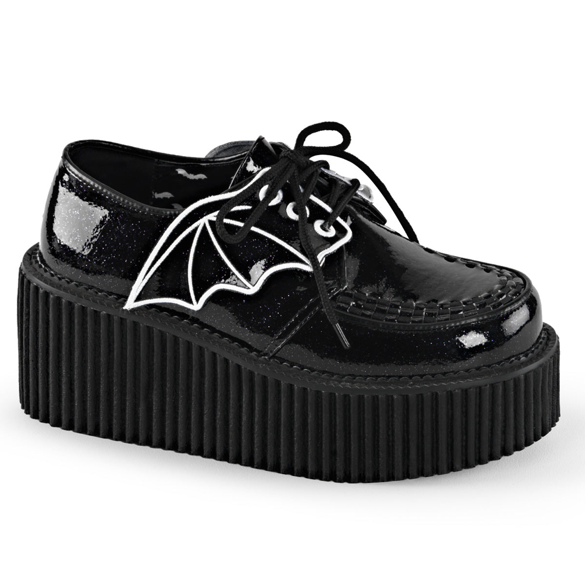 Demonia Cult Popular - "Creeper-205" Creepers - Black Glitter Vinyl