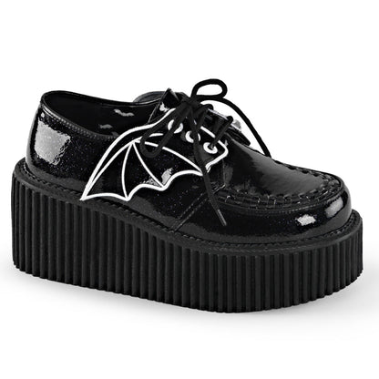 Demonia Cult Popular - "Creeper-205" Creepers - Black Glitter Vinyl