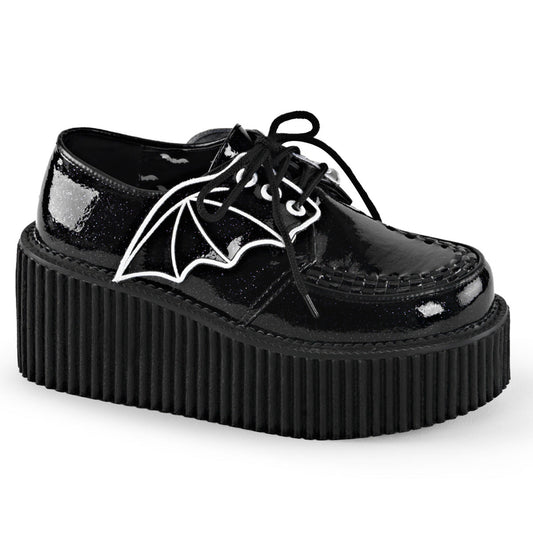 Demonia Cult Popular - "Creeper-205" Creepers - Black Glitter Vinyl