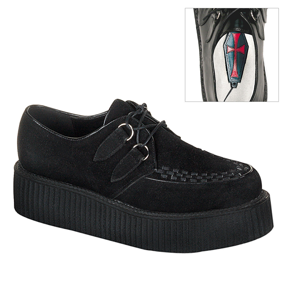 Demonia Cult Best Seller - "Creeper-402S" Creepers - Black Suede