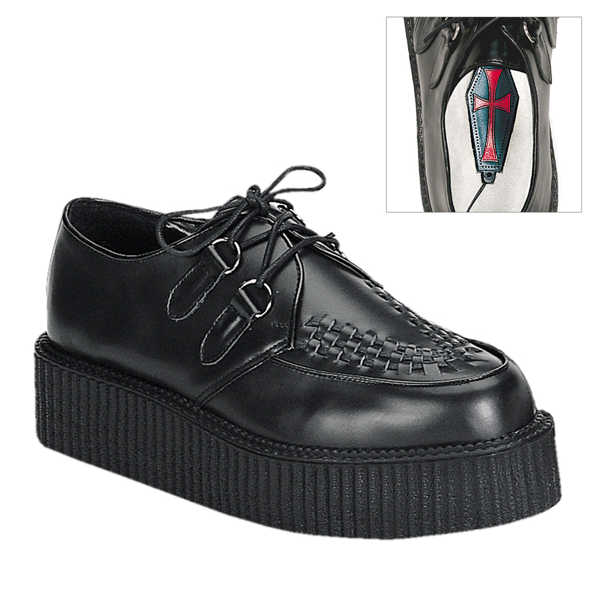 Demonia Cult Classic - "Creeper-402" Creepers - Black Leather