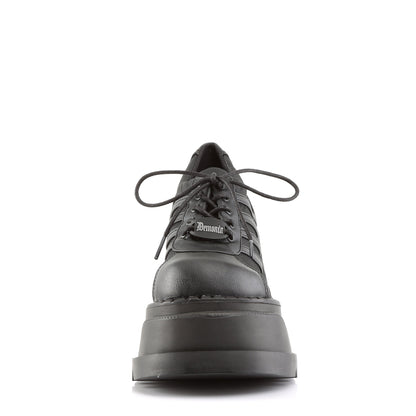 Demonia Cult Trending - "Stomp-08" Shoes - Black Vegan Leather