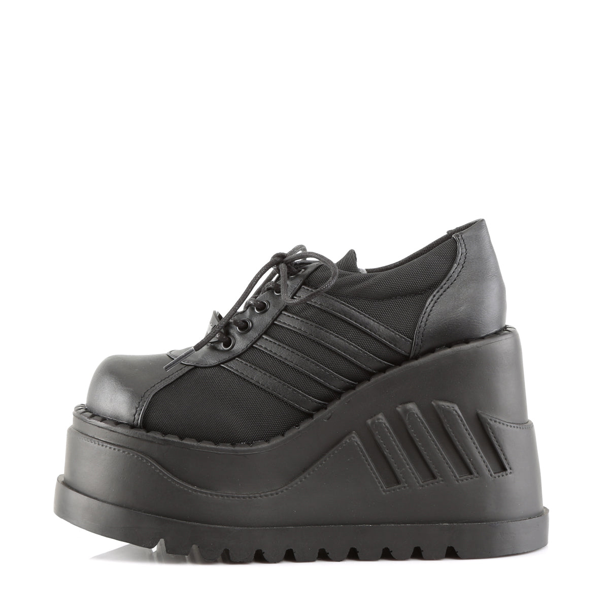 Demonia Cult Trending - "Stomp-08" Shoes - Black Vegan Leather
