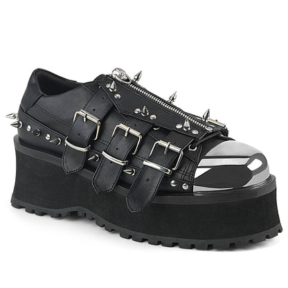 Demonia Cult Classic - "Gravedigger-03" Platforms - Black Vegan Leather