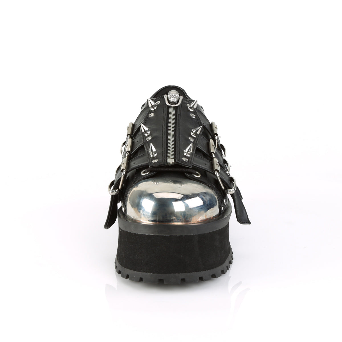 Demonia Cult Classic - "Gravedigger-03" Platforms - Black Vegan Leather