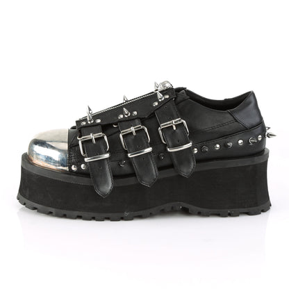 Demonia Cult Classic - "Gravedigger-03" Platforms - Black Vegan Leather
