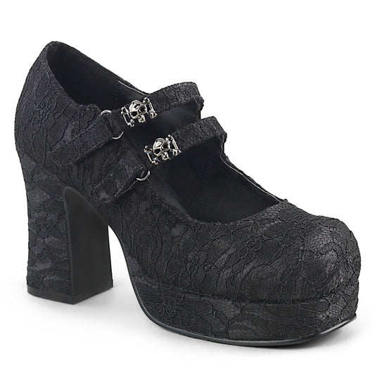 Demonia Cult Classic - "Gothika-09" Platforms - Black Satin-Lace