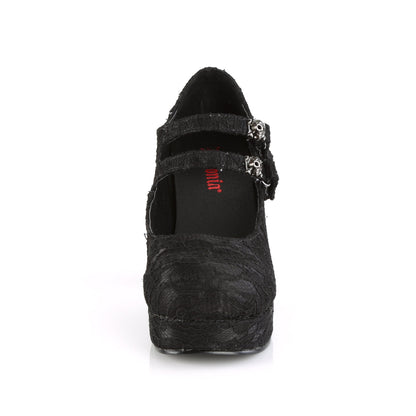 Demonia Cult Classic - "Gothika-09" Platforms - Black Satin-Lace