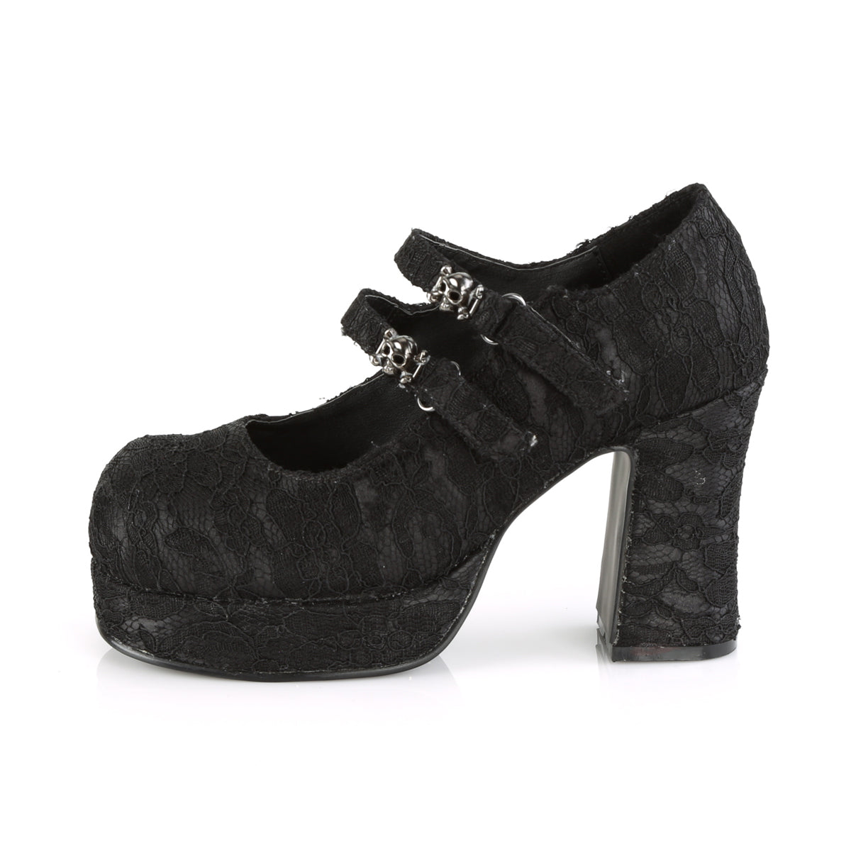Demonia Cult Classic - "Gothika-09" Platforms - Black Satin-Lace