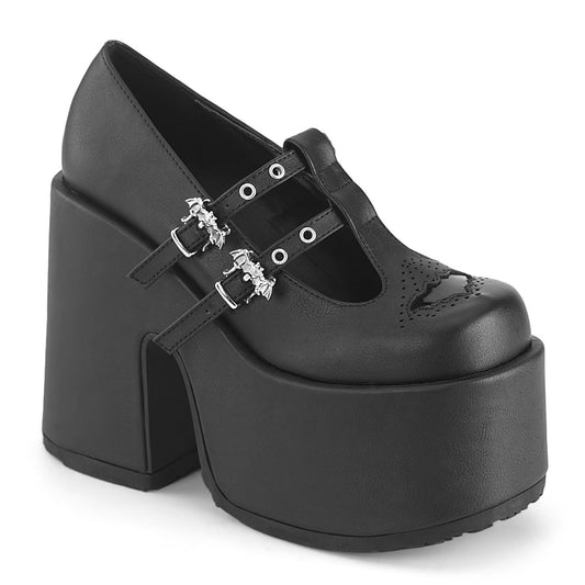 Demonia Cult Classic - "Camel-55" Platforms - Black Vegan Leather