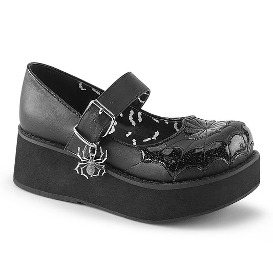 Demonia Cult Great Value - "Sprite-05" Platforms - Black Vegan Leather-Black Patent