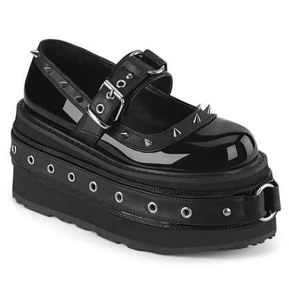 Demonia Cult Smart Buy - "Damned-20" Platforms - Black Patent-Vegan Leather