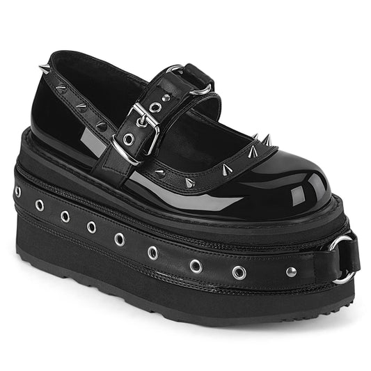 Demonia Cult Smart Buy - "Damned-20" Platforms - Black Patent-Vegan Leather
