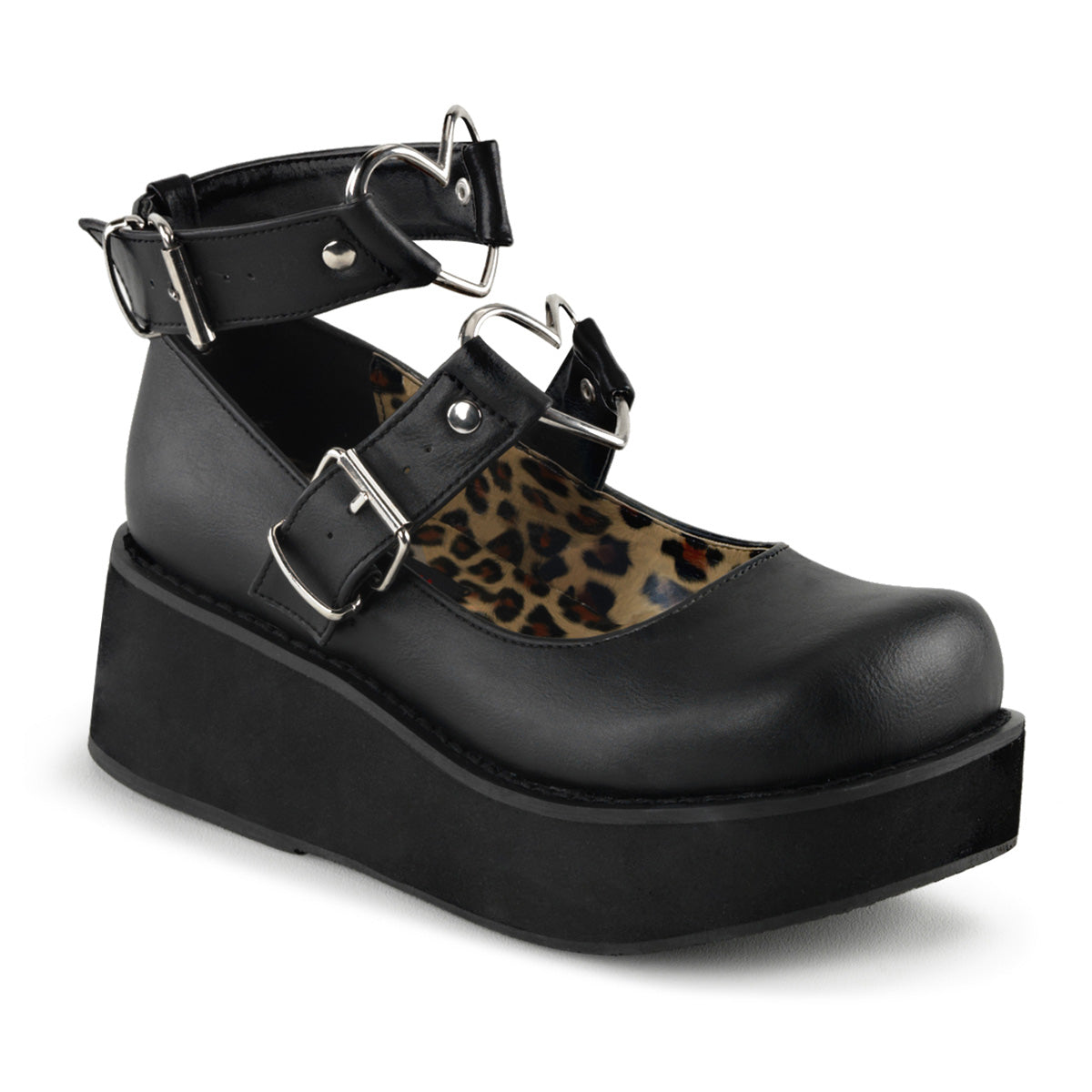 Demonia Cult Popular - "Sprite-02" Platforms - Black Vegan Leather