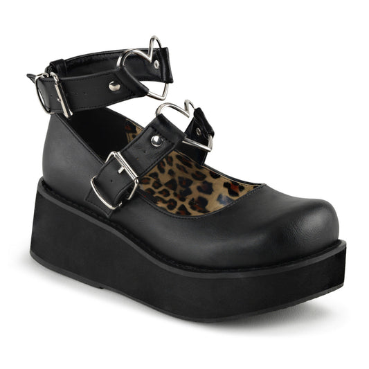 Demonia Cult Popular - "Sprite-02" Platforms - Black Vegan Leather