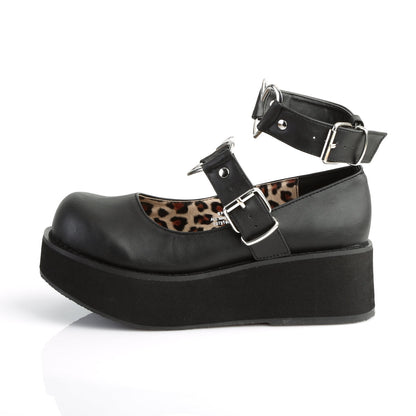 Demonia Cult Popular - "Sprite-02" Platforms - Black Vegan Leather
