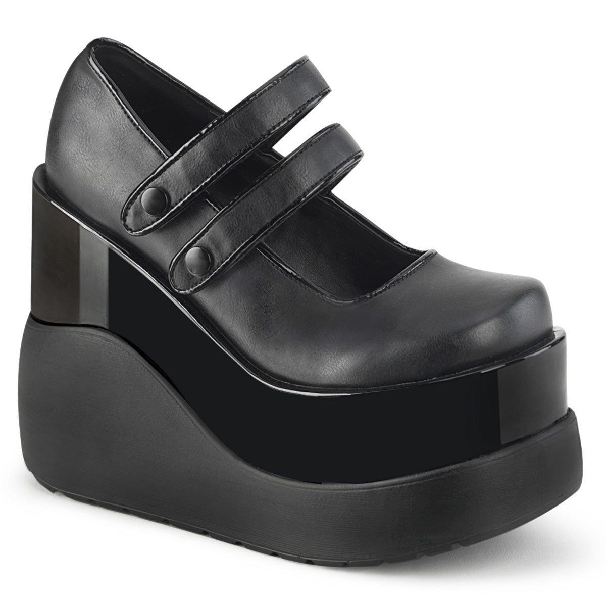 Demonia Cult Best Price - "Void-37" Platforms - Black Vegan Leather-Patent
