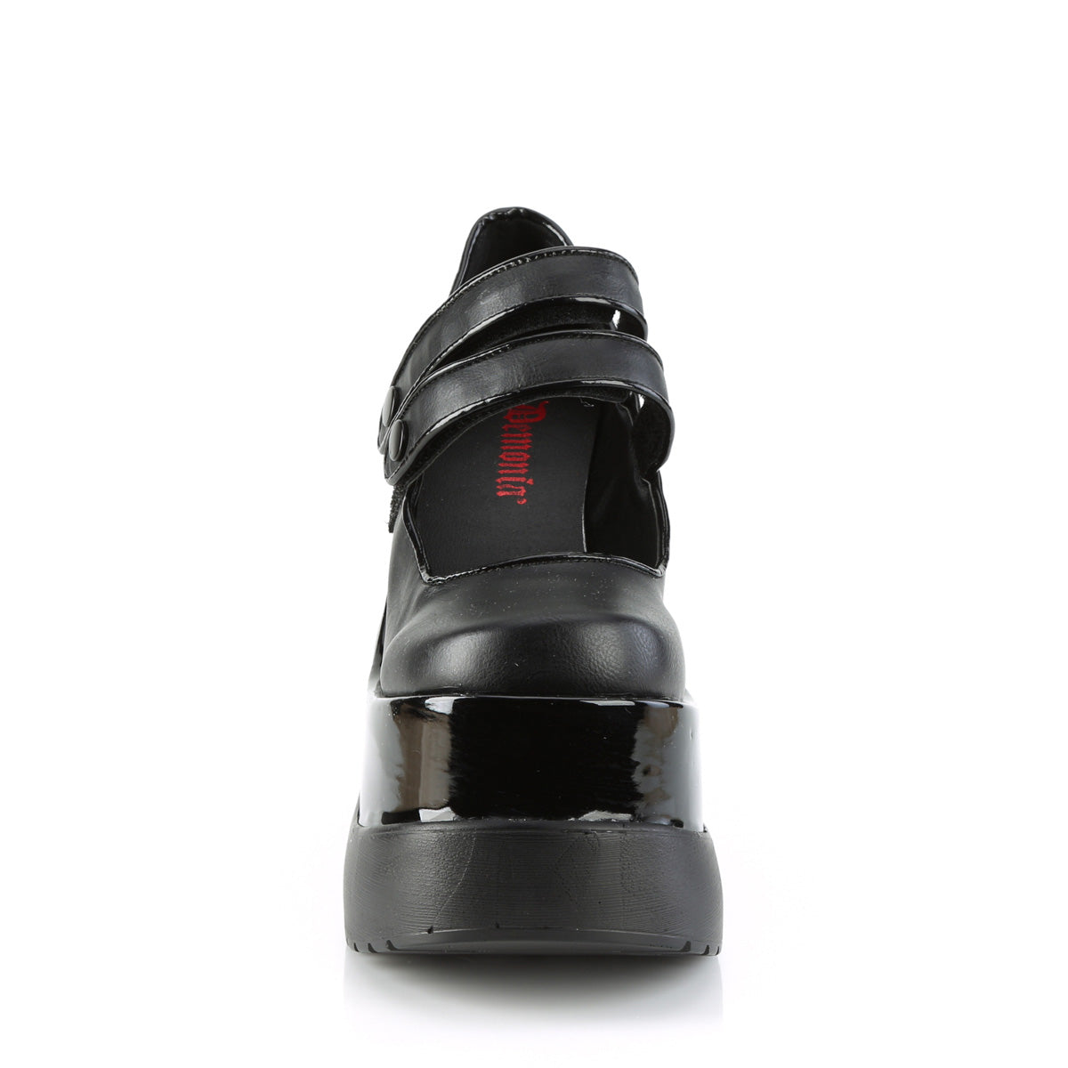 Demonia Cult Best Price - "Void-37" Platforms - Black Vegan Leather-Patent