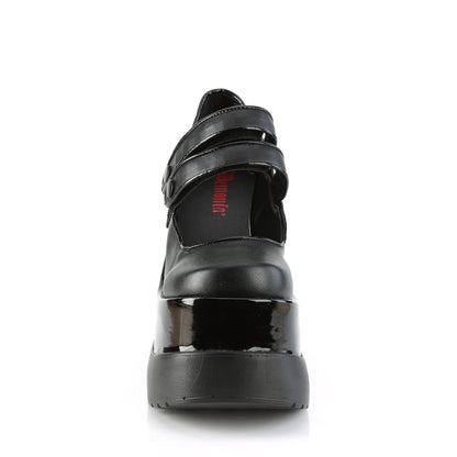 Demonia Cult Best Price - "Void-37" Platforms - Black Vegan Leather-Patent