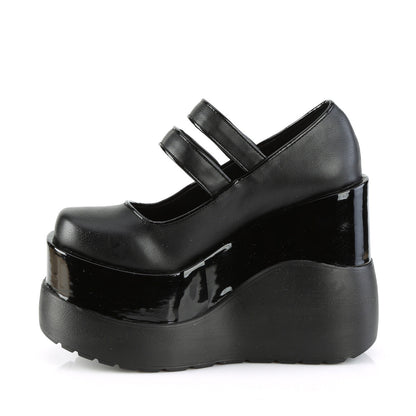 Demonia Cult Best Price - "Void-37" Platforms - Black Vegan Leather-Patent
