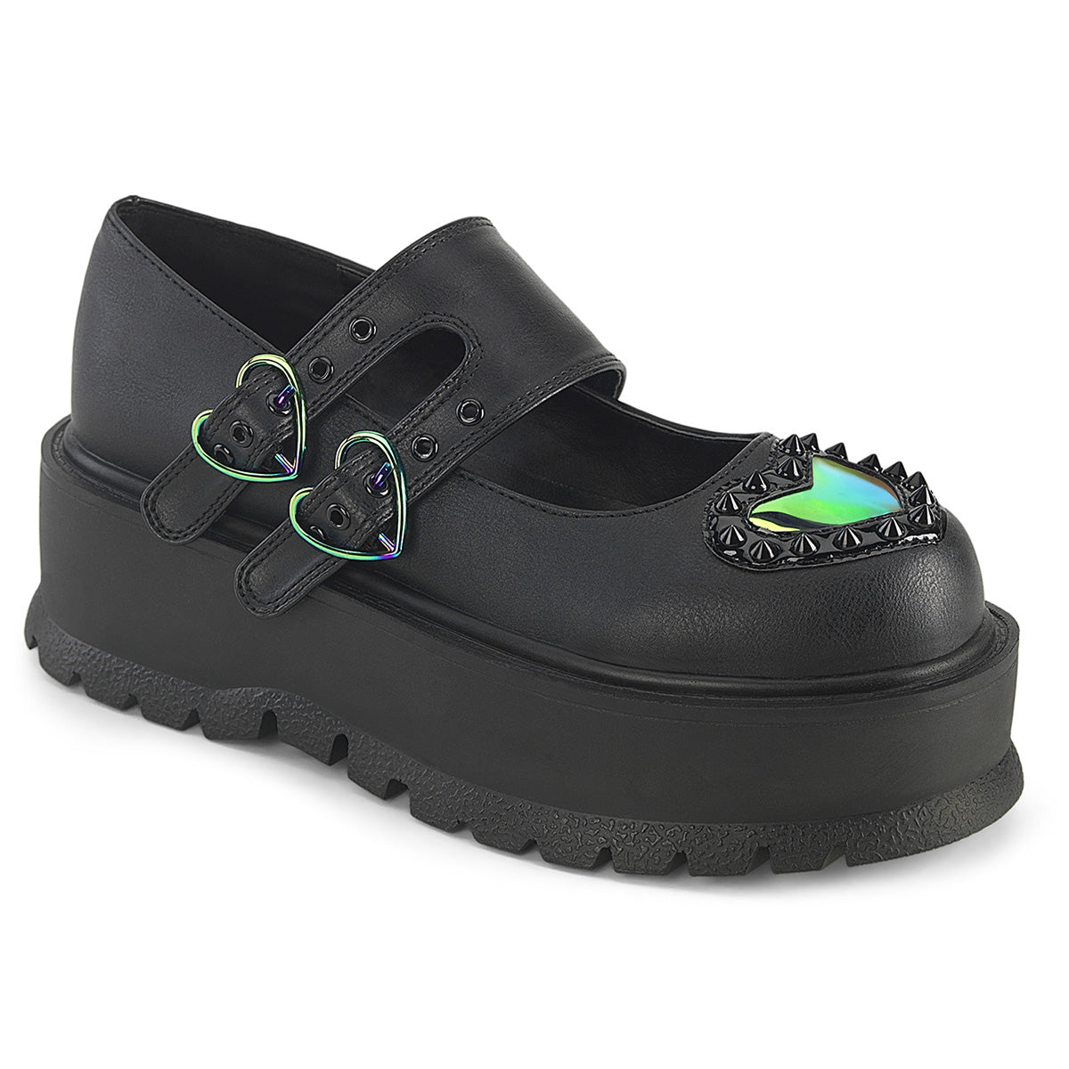 Demonia Cult Value - "Slacker-25" Platforms - Black Vegan Leather