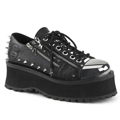 Demonia Cult Deals - "Gravedigger-04" Platforms - Black Vegan Leather