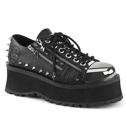 Demonia Cult Deals - "Gravedigger-04" Platforms - Black Vegan Leather