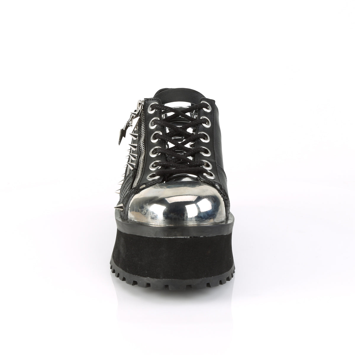 Demonia Cult Deals - "Gravedigger-04" Platforms - Black Vegan Leather