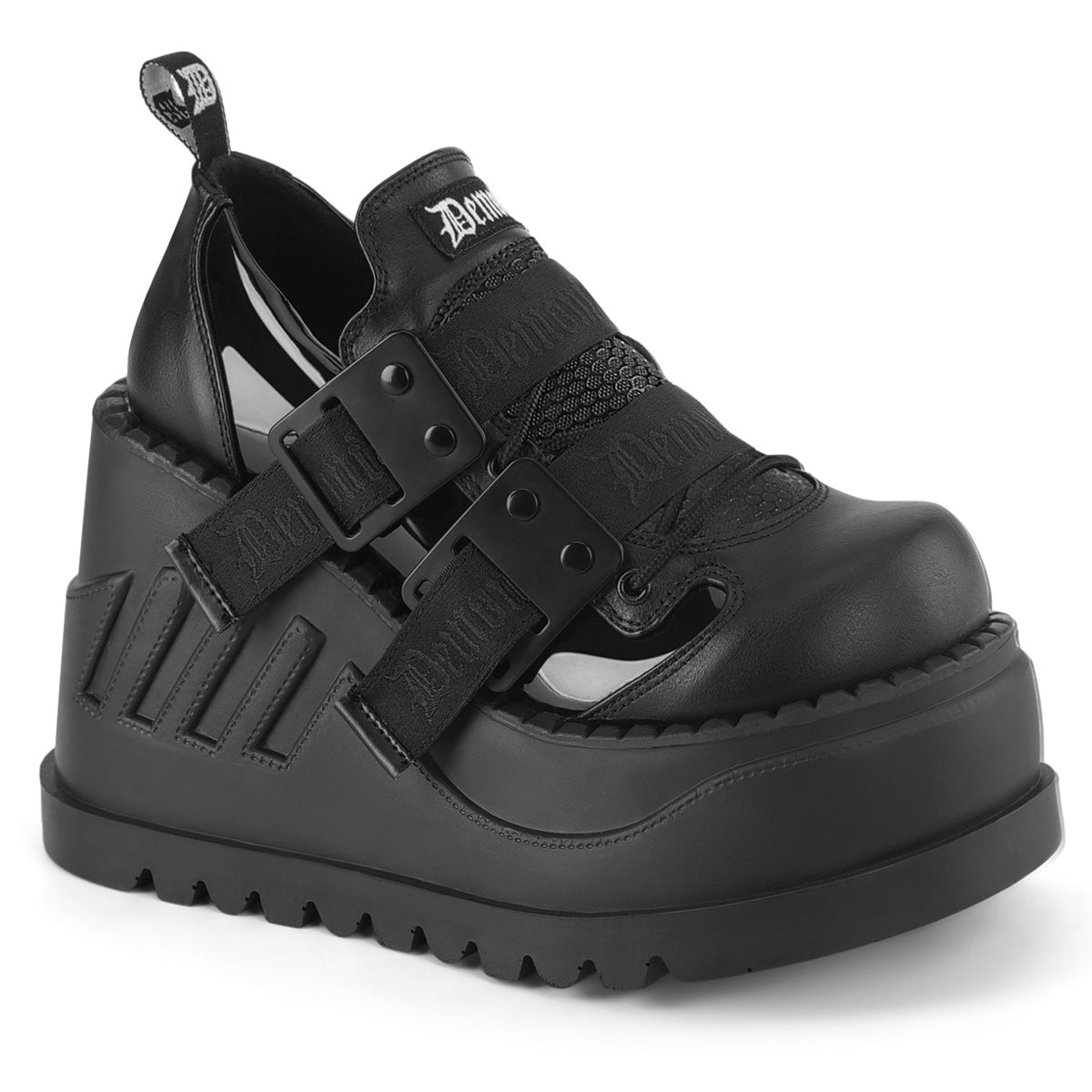 Demonia Cult Recommended - "Stomp-28" Platforms - Black Patent-Vegan Leather