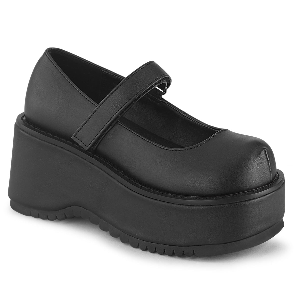 Demonia Cult Recommended - "Dollie-01" Platforms - Black Vegan Leather