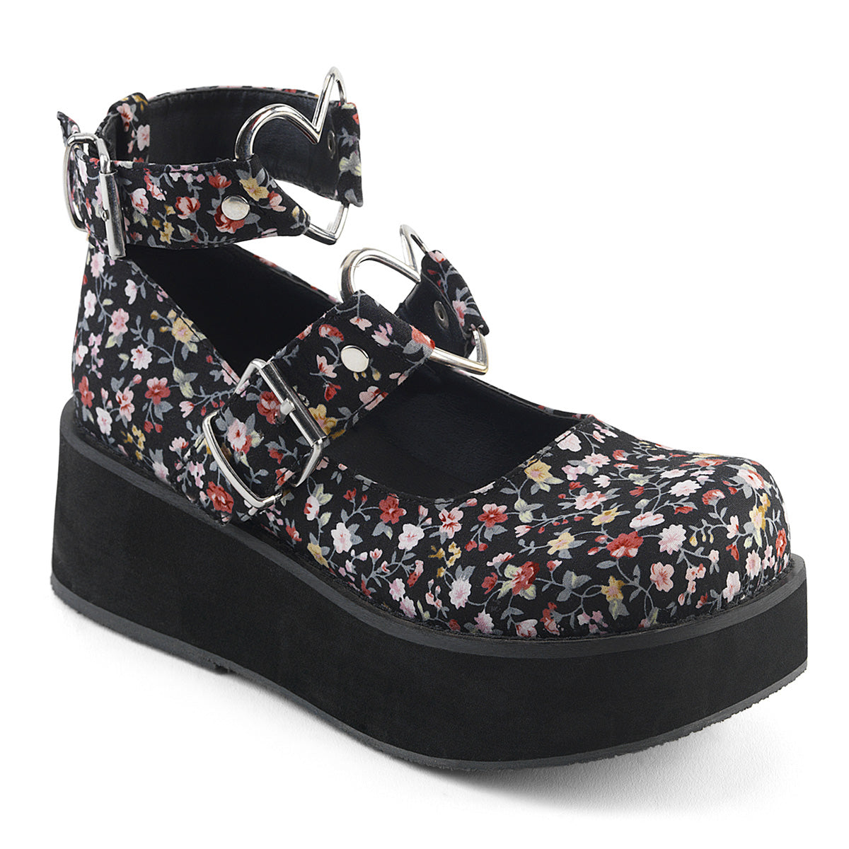 Demonia Cult Premium - "Sprite-02" Platforms - Floral Fabric