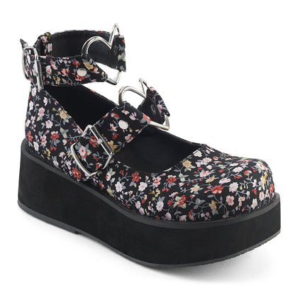 Demonia Cult Premium - "Sprite-02" Platforms - Floral Fabric
