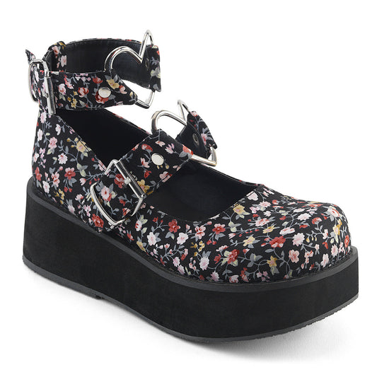 Demonia Cult Premium - "Sprite-02" Platforms - Floral Fabric