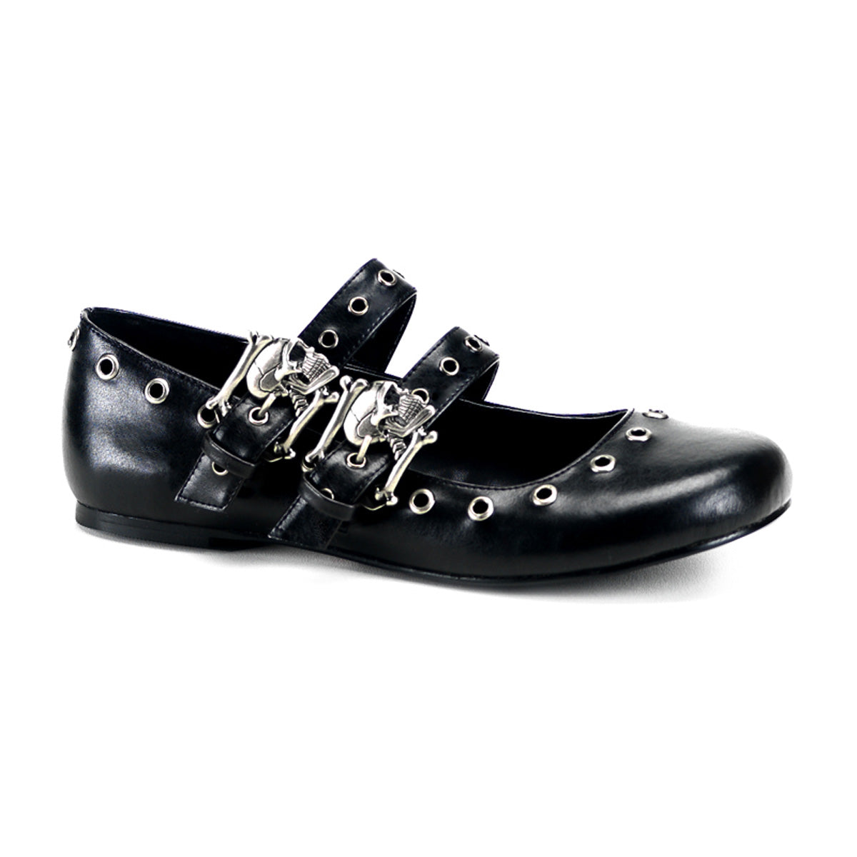 Demonia Cult Everyday - "Daisy-03" Flats - Black Vegan Leather
