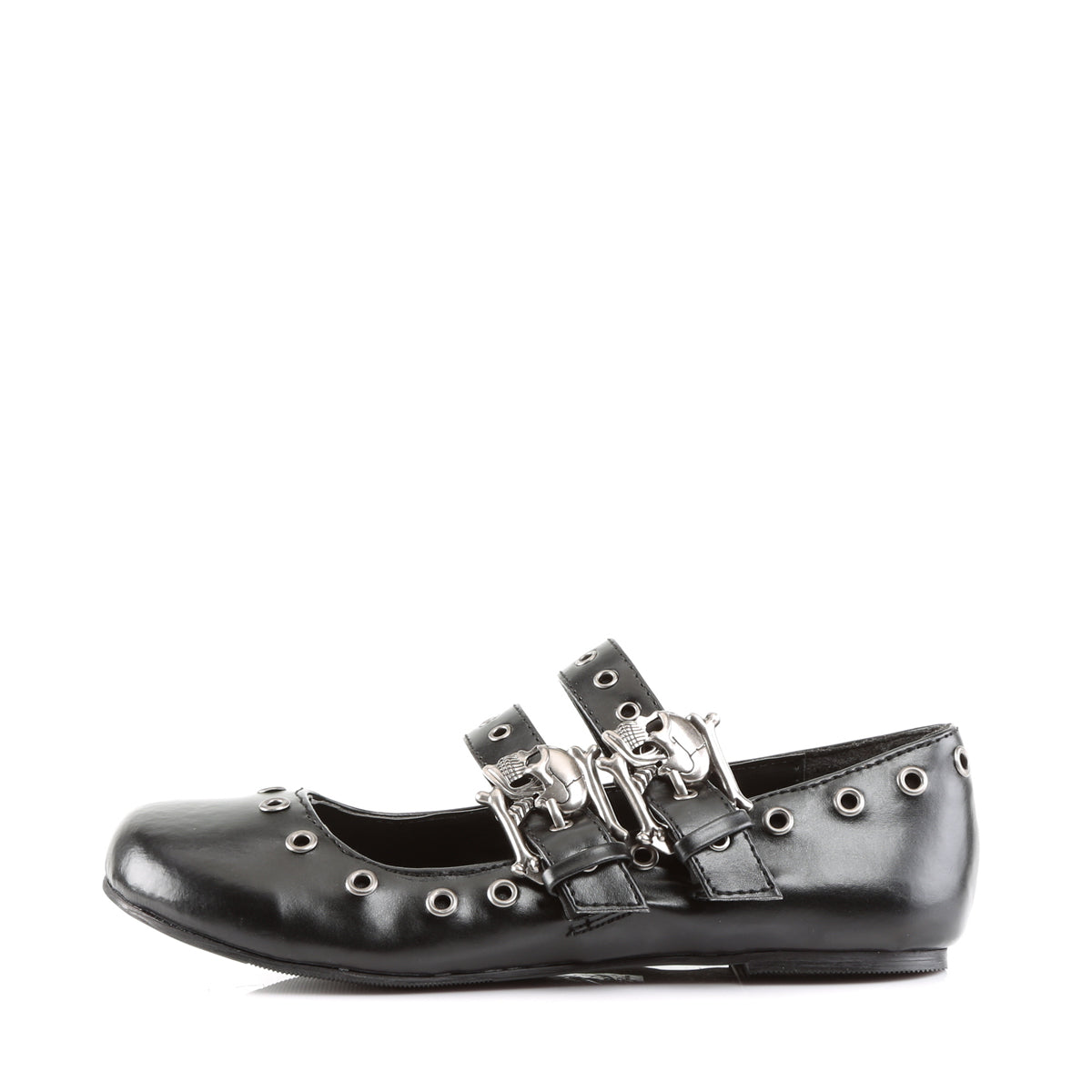 Demonia Cult Everyday - "Daisy-03" Flats - Black Vegan Leather