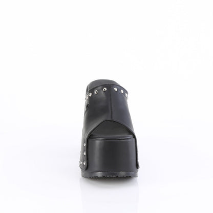 Demonia Cult Quality - "Camel-109" Sandals - Black Vegan Leather