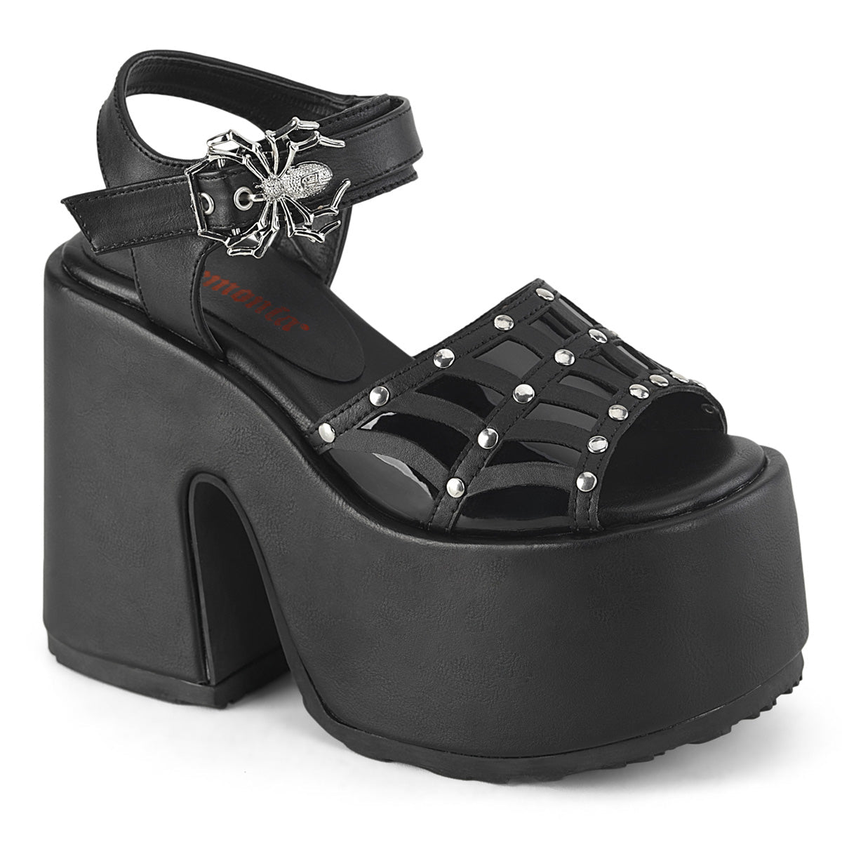 Demonia Cult Best Price - "Camel-17" Sandals - Black Vegan Leather