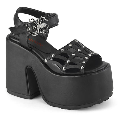 Demonia Cult Best Price - "Camel-17" Sandals - Black Vegan Leather