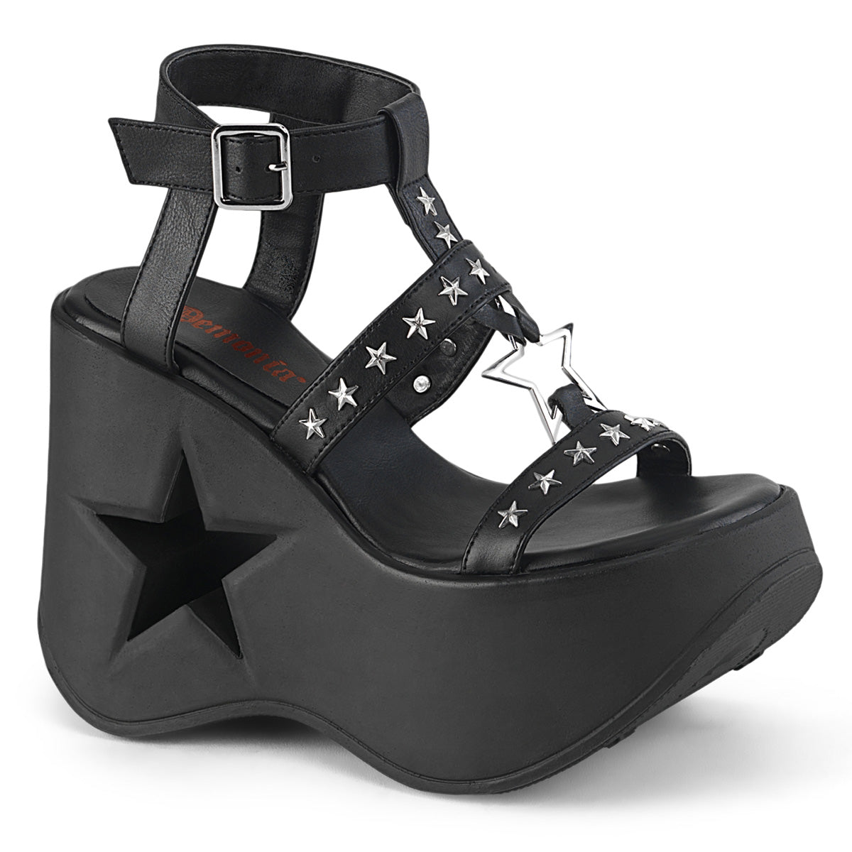Demonia Cult New - "Dynamite-12" Sandals - Black Vegan Leather